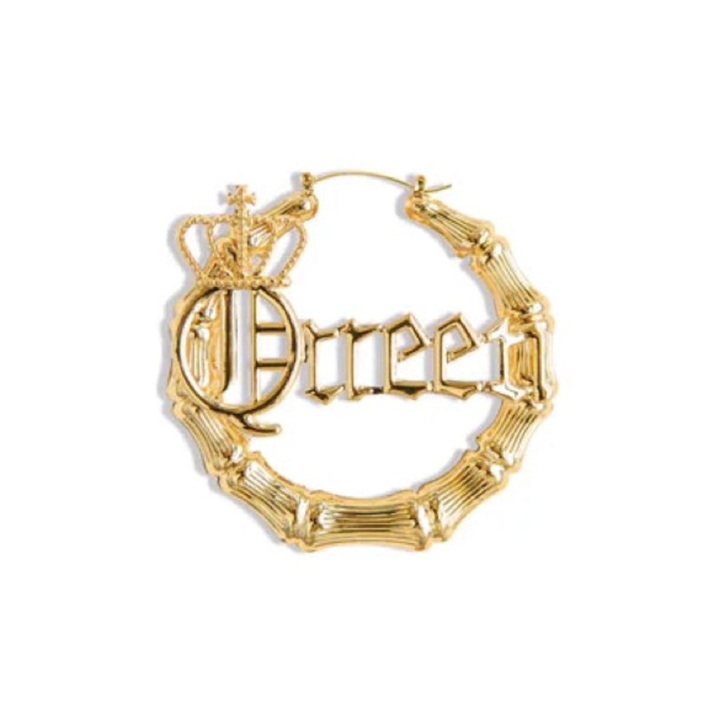 Gold Queen Hoop Earrings